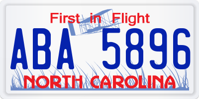 NC license plate ABA5896