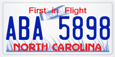NC license plate ABA5898