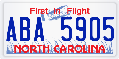 NC license plate ABA5905