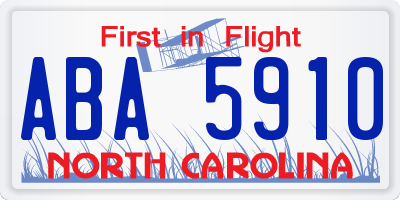 NC license plate ABA5910