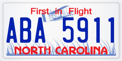 NC license plate ABA5911