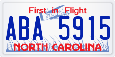 NC license plate ABA5915