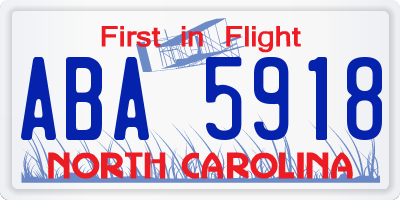NC license plate ABA5918