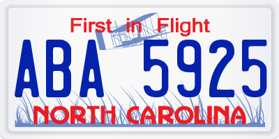 NC license plate ABA5925