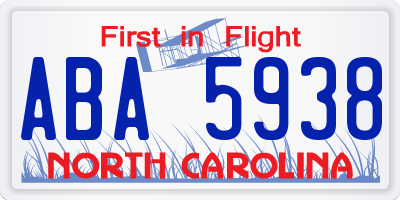NC license plate ABA5938