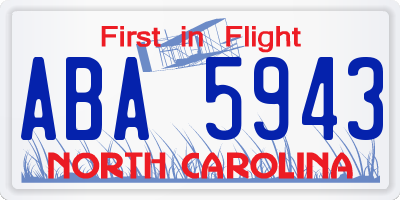 NC license plate ABA5943