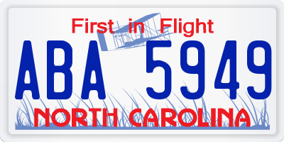 NC license plate ABA5949