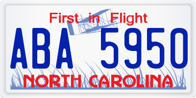 NC license plate ABA5950
