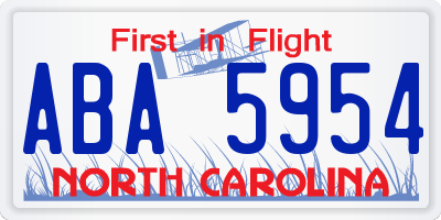 NC license plate ABA5954