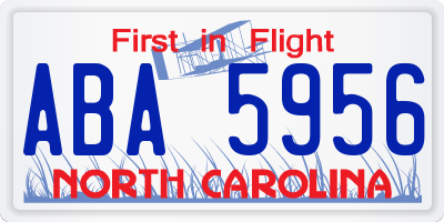 NC license plate ABA5956