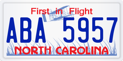 NC license plate ABA5957