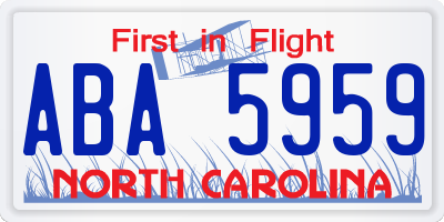 NC license plate ABA5959