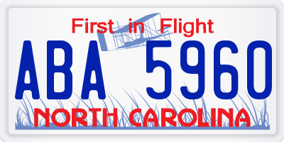NC license plate ABA5960