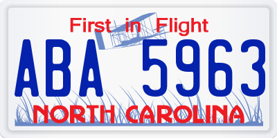 NC license plate ABA5963