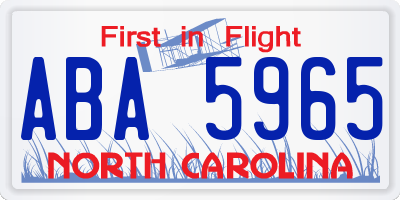 NC license plate ABA5965