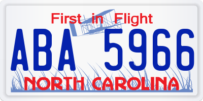NC license plate ABA5966