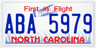 NC license plate ABA5979