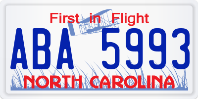 NC license plate ABA5993