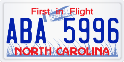 NC license plate ABA5996