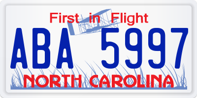 NC license plate ABA5997