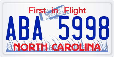 NC license plate ABA5998