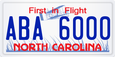NC license plate ABA6000