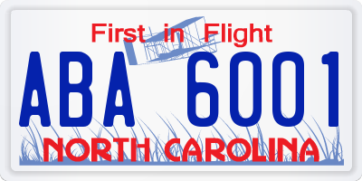 NC license plate ABA6001