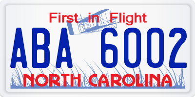 NC license plate ABA6002