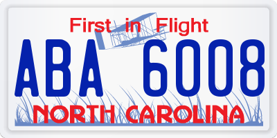 NC license plate ABA6008