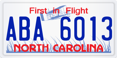 NC license plate ABA6013