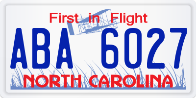 NC license plate ABA6027