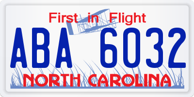 NC license plate ABA6032