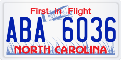 NC license plate ABA6036