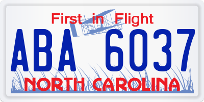 NC license plate ABA6037