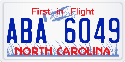 NC license plate ABA6049