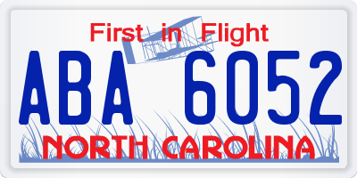 NC license plate ABA6052