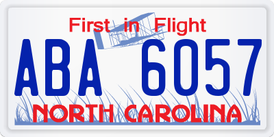 NC license plate ABA6057