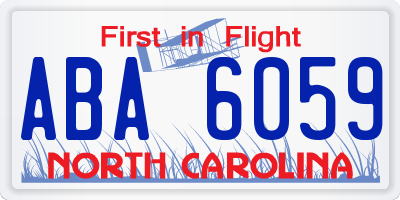 NC license plate ABA6059