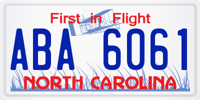 NC license plate ABA6061