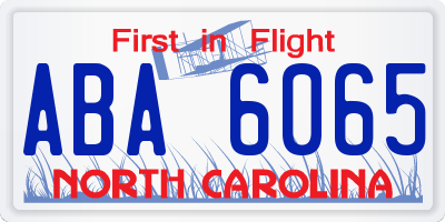 NC license plate ABA6065