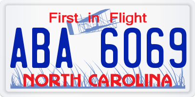 NC license plate ABA6069
