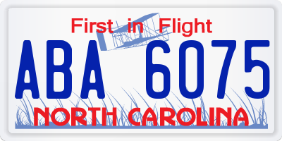 NC license plate ABA6075