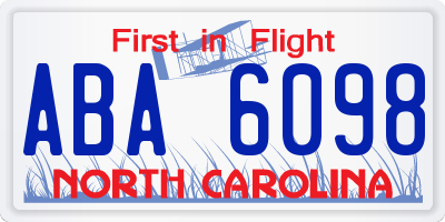 NC license plate ABA6098