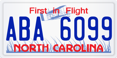 NC license plate ABA6099