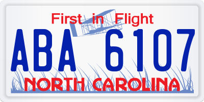 NC license plate ABA6107