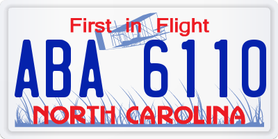 NC license plate ABA6110