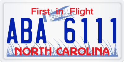 NC license plate ABA6111