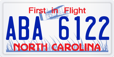 NC license plate ABA6122