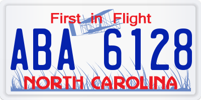 NC license plate ABA6128