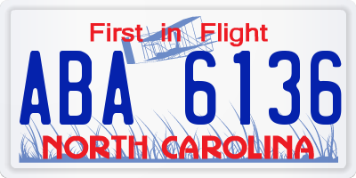 NC license plate ABA6136